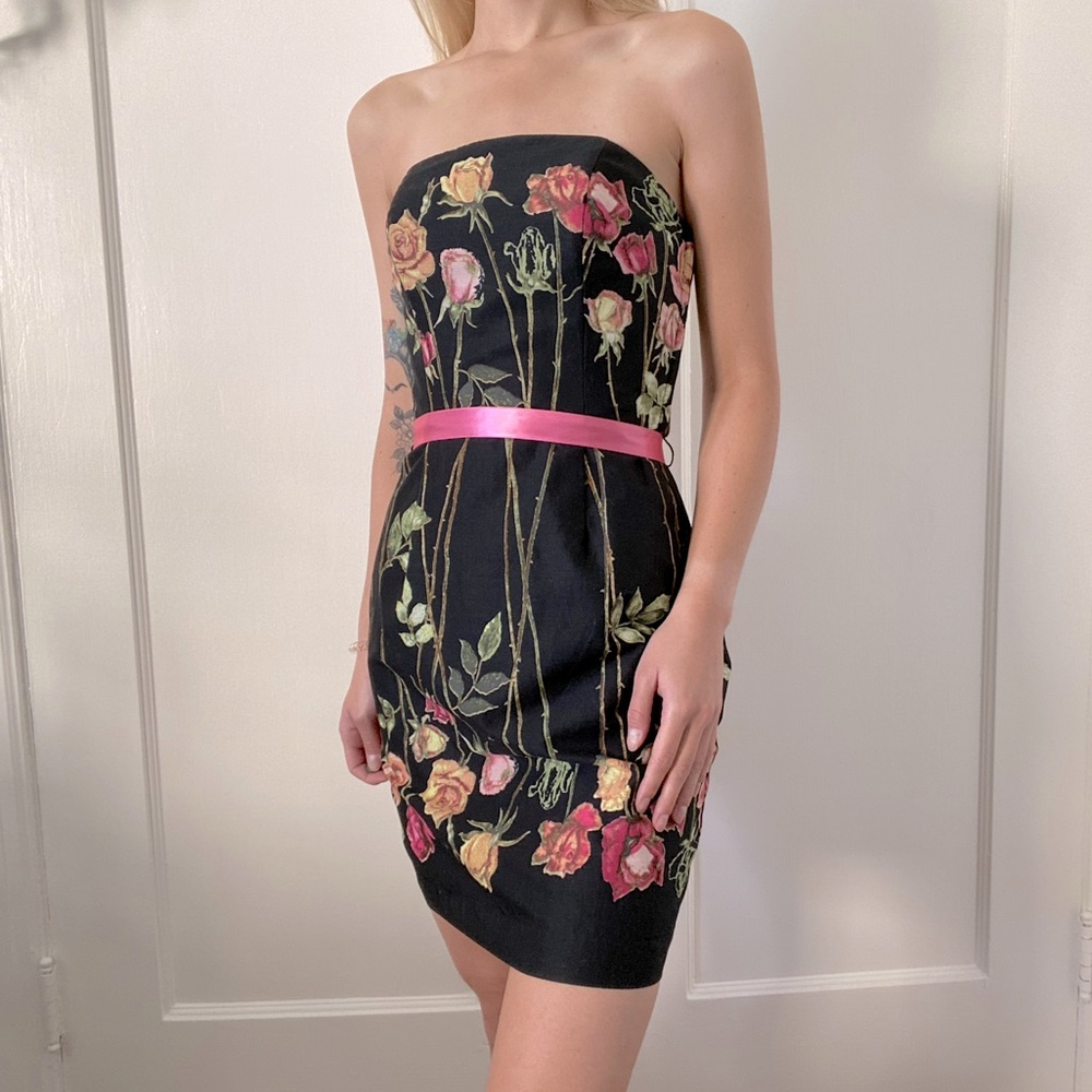 Betsey Johnson Strapless Rose dress